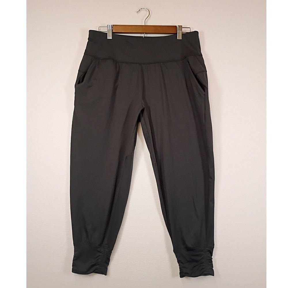 Athleisure All in Motion Women M Black Ruched Ankle High Rise Jogger Pants